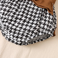 Load image into Gallery viewer, 3 Pieces Set Baby Girls Solid Color Muslin&amp;Ribbed Tops And Houndstooth Bow Rompers And Headwear Wholesale 220831196
