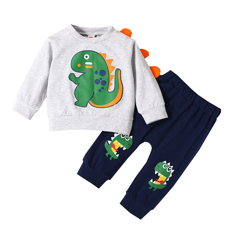 2 Pieces Set Baby Boys Dinosaur Print Tops And Pants Wholesale 220831434