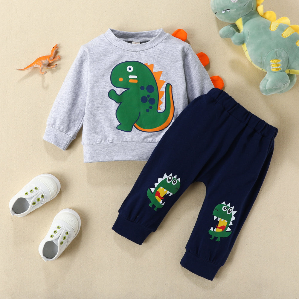 2 Pieces Set Baby Boys Dinosaur Print Tops And Pants Wholesale 220831434