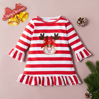 Load image into Gallery viewer, Baby Kid Girls Striped Animals Christmas Dresses Wholesale 220831447
