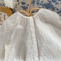 Load image into Gallery viewer, Baby Kid Girls Solid Color Flower Embroidered Tops Wholesale 220831465
