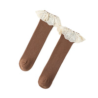 Load image into Gallery viewer, Girls Embroidered Muslin&amp;Ribbed Accessories Socks Wholesale 22083148
