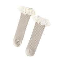 Load image into Gallery viewer, Girls Embroidered Muslin&amp;Ribbed Accessories Socks Wholesale 22083148
