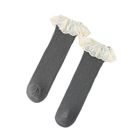 Load image into Gallery viewer, Girls Embroidered Muslin&amp;Ribbed Accessories Socks Wholesale 22083148
