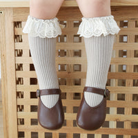 Load image into Gallery viewer, Girls Embroidered Muslin&amp;Ribbed Accessories Socks Wholesale 22083148
