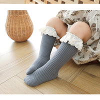 Load image into Gallery viewer, Girls Embroidered Muslin&amp;Ribbed Accessories Socks Wholesale 22083148
