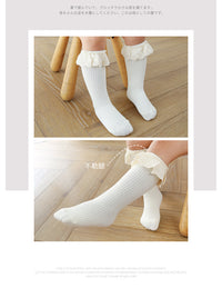 Load image into Gallery viewer, Girls Embroidered Muslin&amp;Ribbed Accessories Socks Wholesale 22083148
