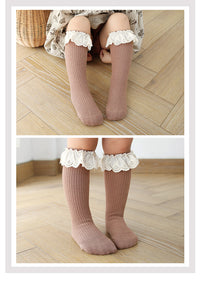 Load image into Gallery viewer, Girls Embroidered Muslin&amp;Ribbed Accessories Socks Wholesale 22083148
