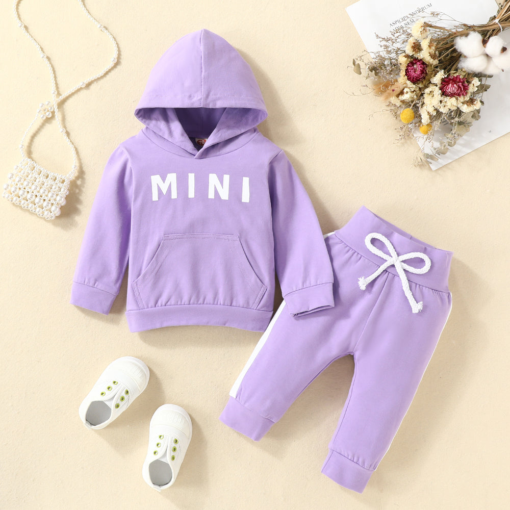 2 Pieces Set Baby Girls Letters Hoodies Swearshirts And Solid Color Pants Wholesale 220831534