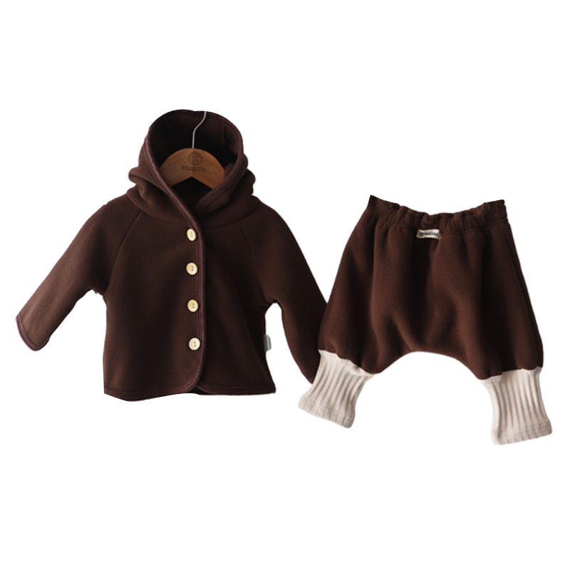 2 Pieces Set Baby Girls Solid Color Jackets Outwears And Pants Wholesale 22083170