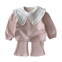Load image into Gallery viewer, 2 Pieces Set Baby Kid Girls Color-blocking Tops And Solid Color Pants Wholesale 220902103
