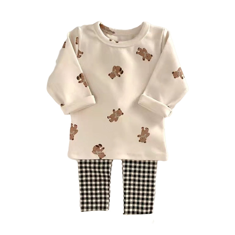2 Pieces Set Baby Kid Unisex Cartoon Star Print Tops And Checked Pants Wholesale 220902115