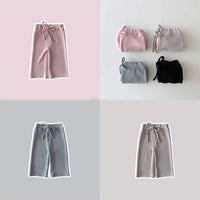 Load image into Gallery viewer, Baby Kid Girls Striped Letters Cartoon Expression Print Tops And Solid Color Ribbon Pants Wholesale 220902116
