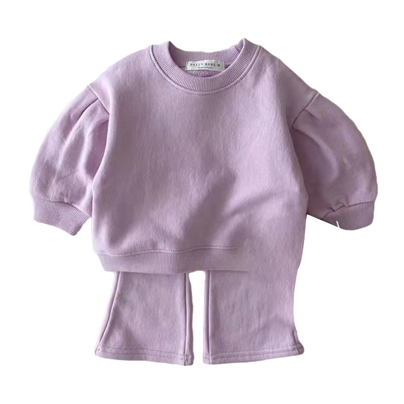 2 Pieces Set Baby Kid Girls Solid Color Hoodies Swearshirts And Pants Wholesale 220902125