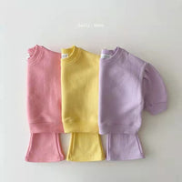 Load image into Gallery viewer, 2 Pieces Set Baby Kid Girls Solid Color Hoodies Swearshirts And Pants Wholesale 220902125
