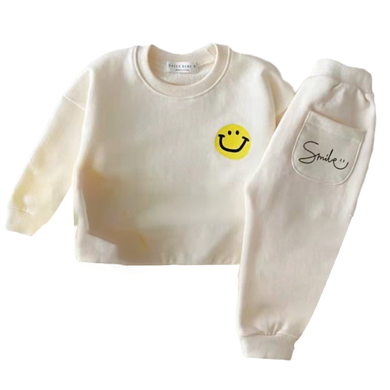 2 Pieces Set Baby Kid Unisex Expression Print Hoodies Swearshirts And Letters Pants Wholesale 220902128