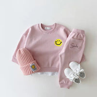 Load image into Gallery viewer, 2 Pieces Set Baby Kid Unisex Expression Print Hoodies Swearshirts And Letters Pants Wholesale 220902128
