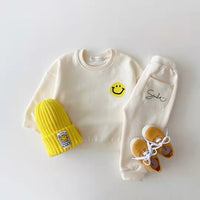 Load image into Gallery viewer, 2 Pieces Set Baby Kid Unisex Expression Print Hoodies Swearshirts And Letters Pants Wholesale 220902128
