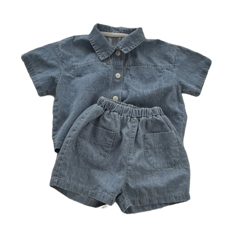 2 Pieces Set Baby Kid Unisex Solid Color Shirts And Shorts Wholesale 220902156