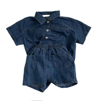 Load image into Gallery viewer, 2 Pieces Set Baby Kid Unisex Solid Color Shirts And Shorts Wholesale 220902156
