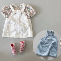 Load image into Gallery viewer, 2 Pieces Set Baby Kid Girls Flower Blouses And Solid Color Dresses Wholesale 220902161
