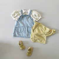 Load image into Gallery viewer, 2 Pieces Set Baby Kid Girls Flower Blouses And Solid Color Dresses Wholesale 220902161
