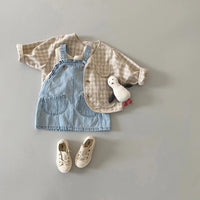 Load image into Gallery viewer, 2 Pieces Set Baby Kid Girls Flower Blouses And Solid Color Dresses Wholesale 220902161
