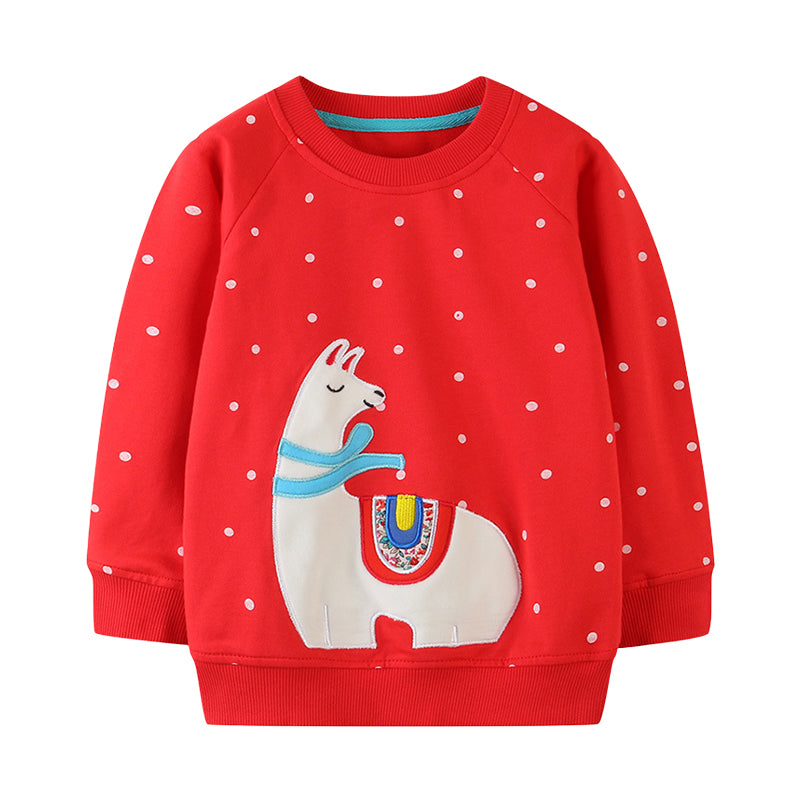 Baby Kid Girls Polka dots Cartoon Embroidered Print Hoodies Swearshirts Wholesale 22090217