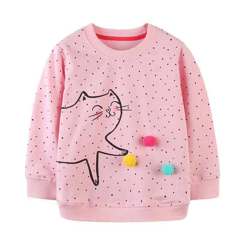 Baby Kid Girls Polka dots Cartoon Print Hoodies Swearshirts Wholesale 22090218