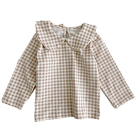 Load image into Gallery viewer, Baby Kid Girls Solid Color Flower Checked Tops Wholesale 220902192
