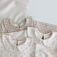 Load image into Gallery viewer, Baby Kid Girls Solid Color Flower Checked Tops Wholesale 220902192
