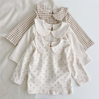 Load image into Gallery viewer, Baby Kid Girls Solid Color Flower Checked Tops Wholesale 220902192
