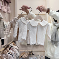 Load image into Gallery viewer, Baby Kid Girls Solid Color Flower Checked Tops Wholesale 220902192
