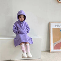 Load image into Gallery viewer, 2 Pieces Set Baby Kid Girls Solid Color Hoodies Swearshirts And Skirts Wholesale 220902205
