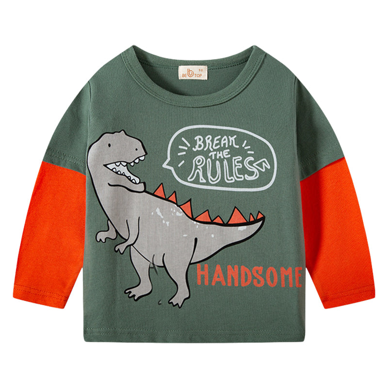 Baby Kid Unisex Color-blocking Dinosaur Tops Wholesale 22090222