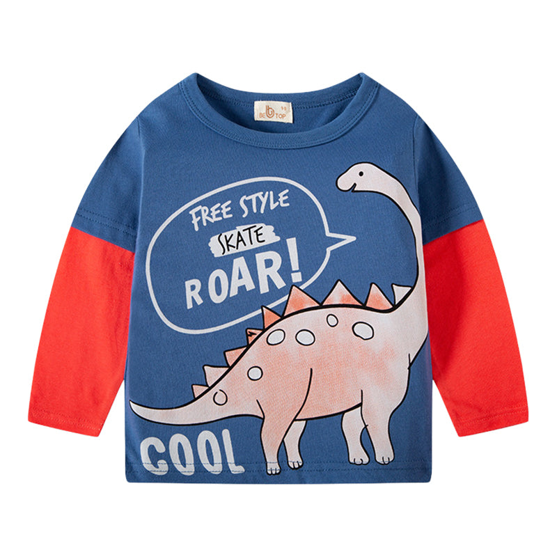 Baby Kid Unisex Color-blocking Dinosaur Tops Wholesale 22090222