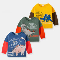 Load image into Gallery viewer, Baby Kid Unisex Color-blocking Dinosaur Tops Wholesale 22090222
