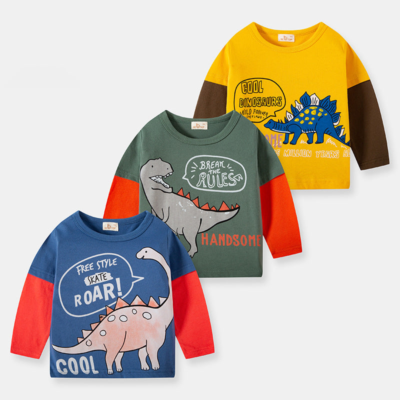 Baby Kid Unisex Color-blocking Dinosaur Tops Wholesale 22090222