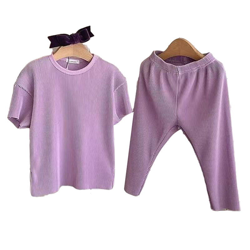 2 Pieces Set Baby Kid Unisex Solid Color T-Shirts And Pants Wholesale 220902220