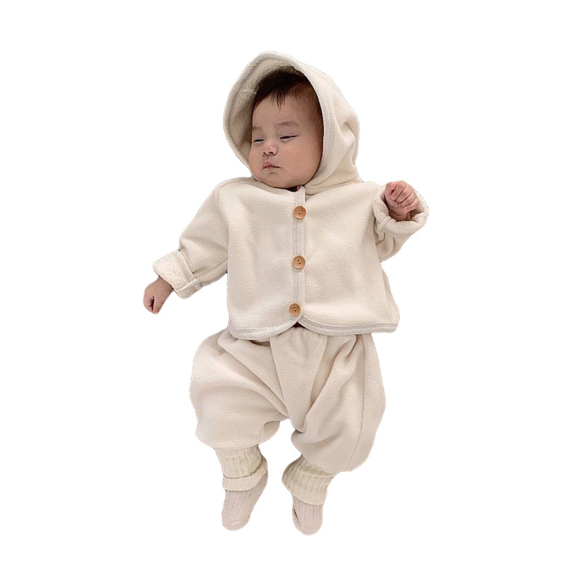 2 Pieces Set Baby Kid Unisex Solid Color Jackets Outwears And Pants Wholesale 22090233