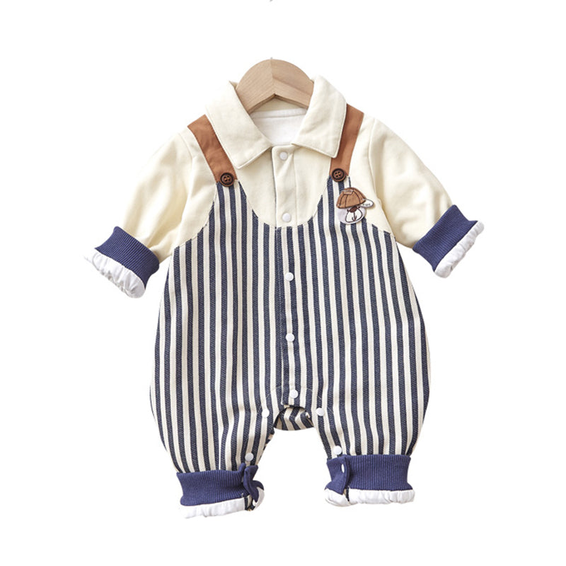 Baby Unisex Striped Cartoon Jumpsuits Wholesale 220902382