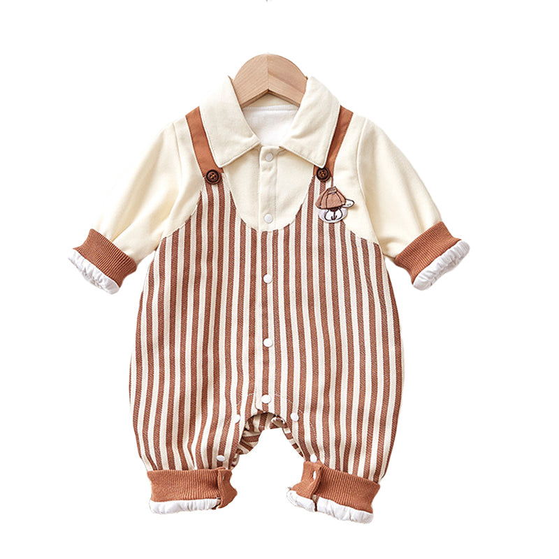 Baby Unisex Striped Cartoon Jumpsuits Wholesale 220902382