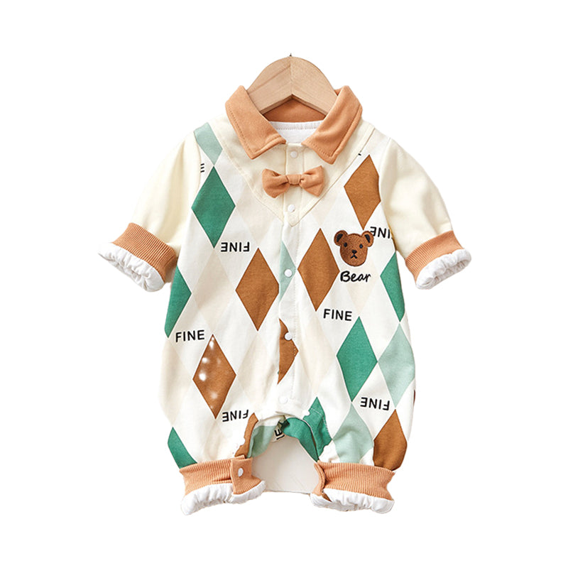 Baby Boys Cartoon Bow Print Jumpsuits Wholesale 220902470