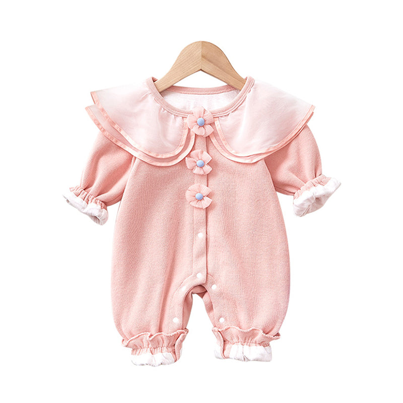 Baby Girls Flower Embroidered Jumpsuits Wholesale 220902487