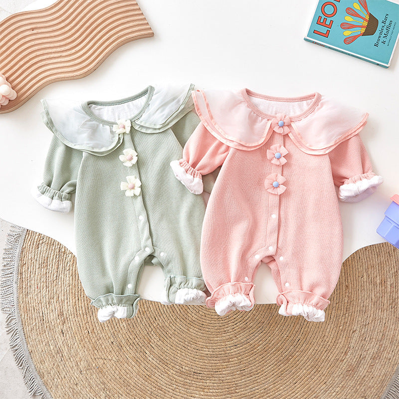 Baby Girls Flower Embroidered Jumpsuits Wholesale 220902487