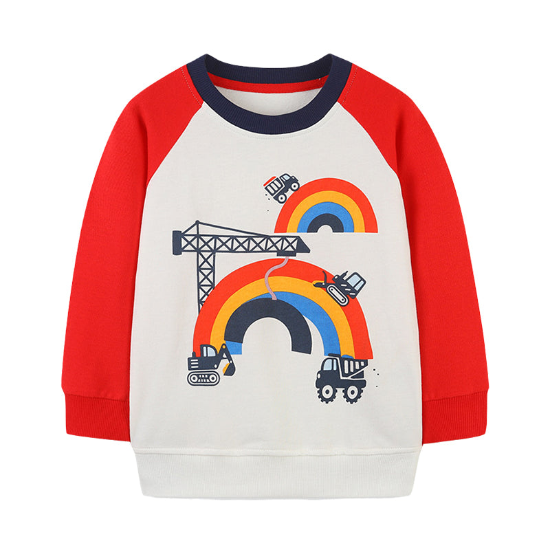 Baby Kid Boys Rainbow Car Cartoon Print Hoodies Swearshirts Wholesale 220902528
