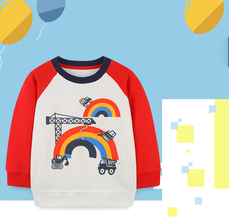Baby Kid Boys Rainbow Car Cartoon Print Hoodies Swearshirts Wholesale 220902528