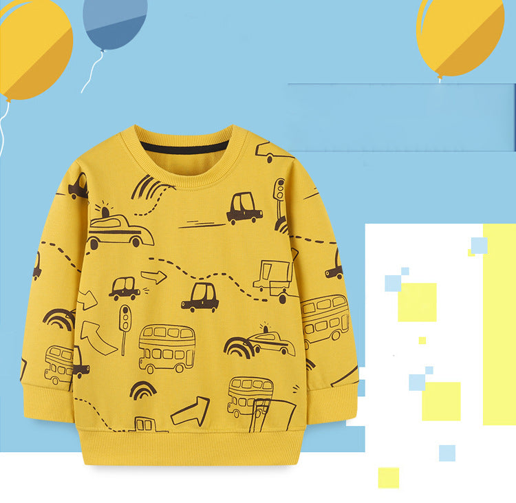 Baby Kid Boys Car Cartoon Print Hoodies Swearshirts Wholesale 220902529