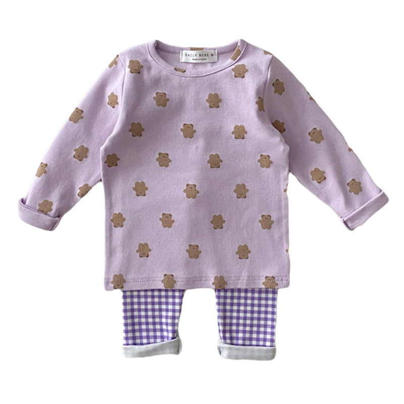 Baby Kid Unisex Flower Checked Sleepwears Wholesale 22090254