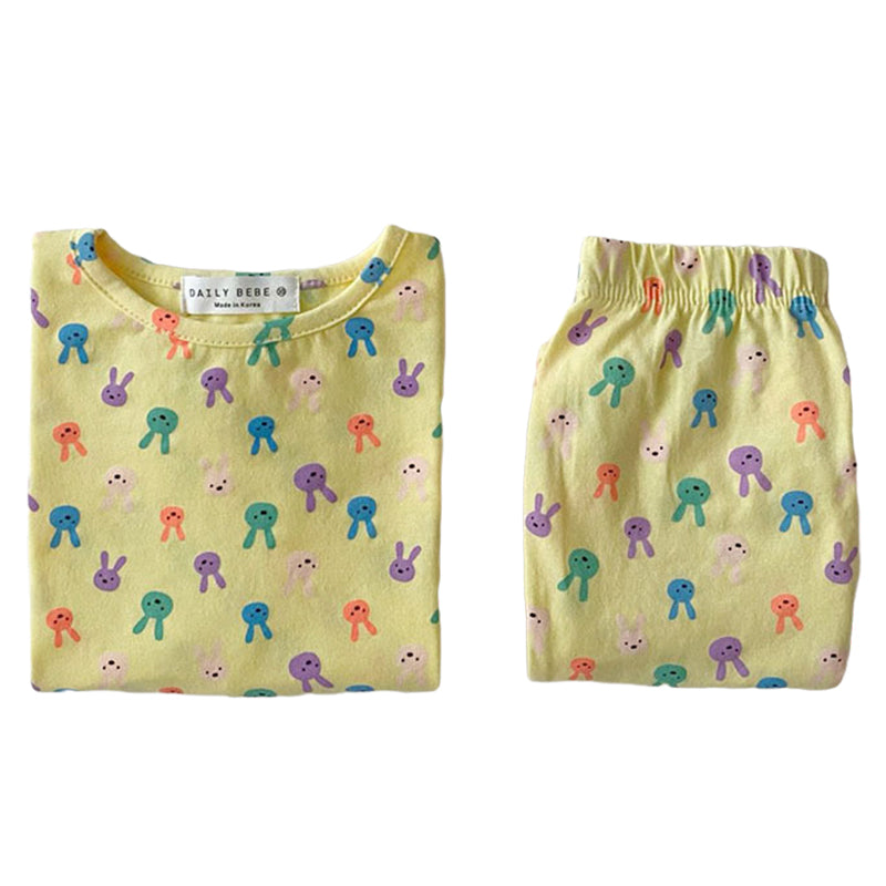 2 Pieces Set Baby Kid Unisex Polka dots Cartoon Print Tops And Pants Wholesale 22090255